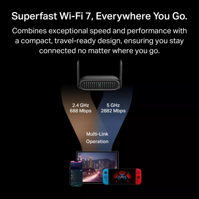TP-Link BE3600 router inalámbrico Wi-Fi 7 2.5 Gigabit Ethernet banda dual (2,4 GHz / 5 GHz) Negro