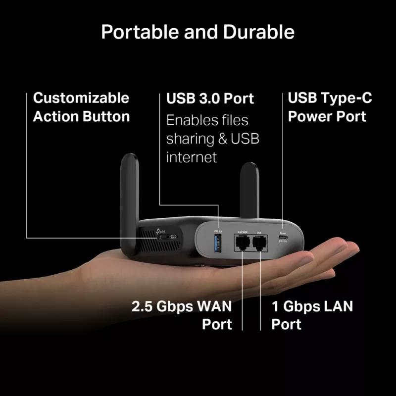 TP-Link BE3600 router inalámbrico Wi-Fi 7 2.5 Gigabit Ethernet banda dual (2,4 GHz / 5 GHz) Negro