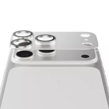 PanzerGlass Fender protección de cámara para iPhone 17 Pro Max — silicona, plata, resistente a arañazos y golpes