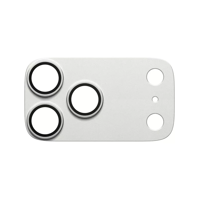 PanzerGlass Fender protección de cámara para iPhone 17 Pro Max — silicona, plata, resistente a arañazos y golpes