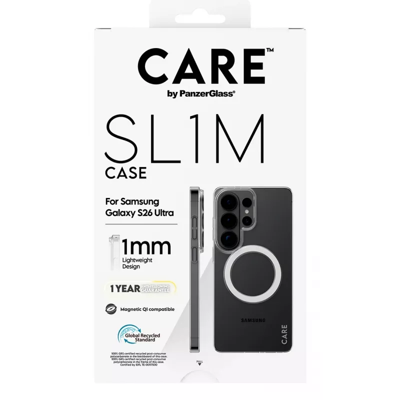 Funda para móvil PanzerGlass CARE™ SL1M transparente con Qi para Samsung Galaxy S26 Ultra (6,9
