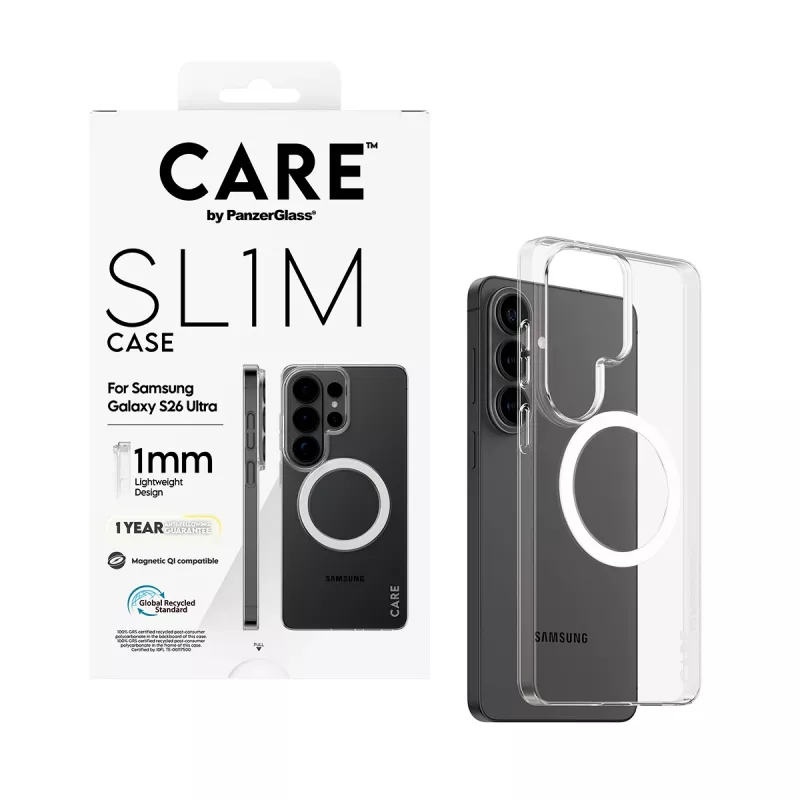Funda para móvil PanzerGlass CARE™ SL1M transparente con Qi para Samsung Galaxy S26 Ultra (6,9