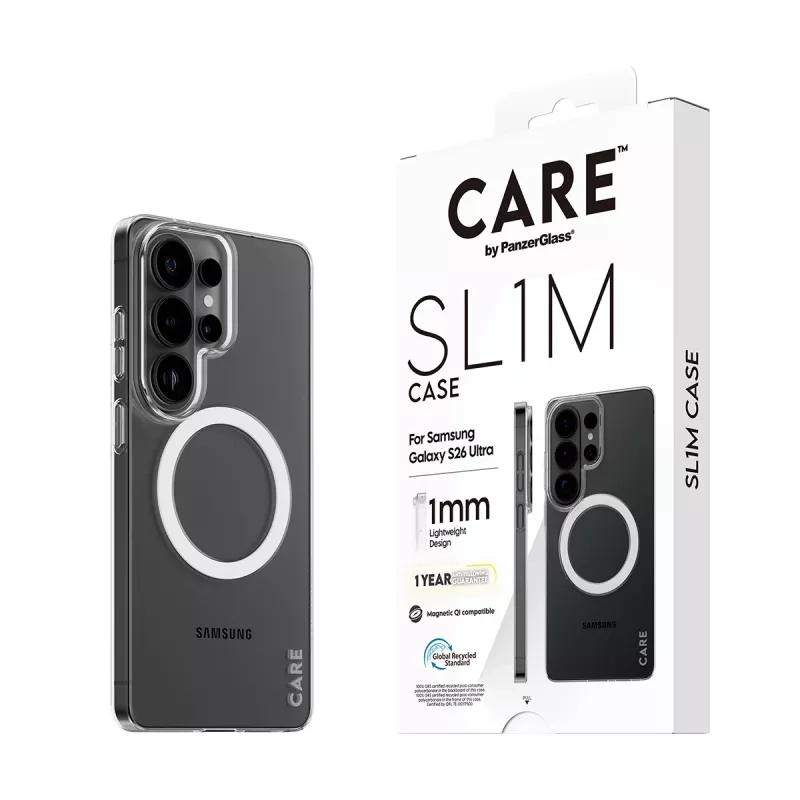 Funda para móvil PanzerGlass CARE™ SL1M transparente con Qi para Samsung Galaxy S26 Ultra (6,9