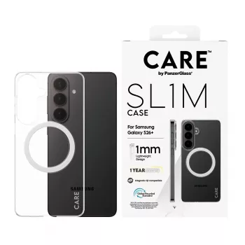 Funda protectora transparente PanzerGlass CARE™ SL1M con Qi para Samsung Galaxy S26+ (6,7