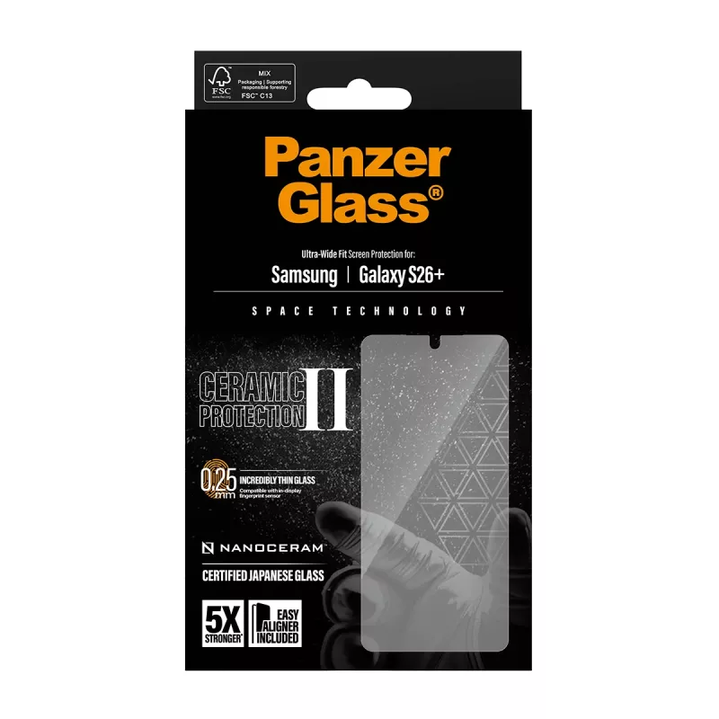 PanzerGlass ® Protector de pantalla Ceramic Samsung Galaxy S26+ | Ultra-Wide Fit con EasyAligner