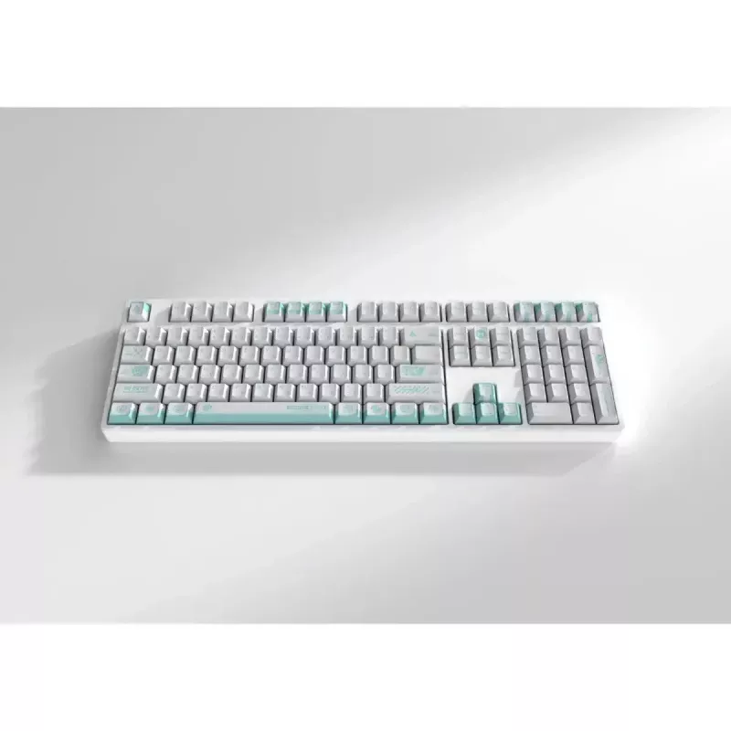 Set de teclas HYTE Firefly — esquema de color blanco/turquesa para teclados mecánicos