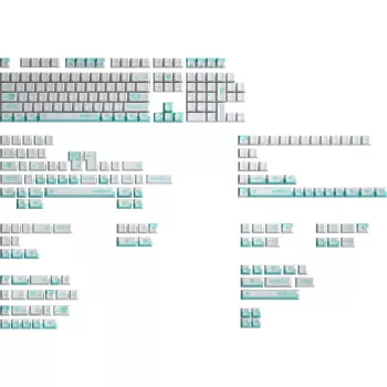 Set de teclas HYTE Firefly — esquema de color blanco/turquesa para teclados mecánicos
