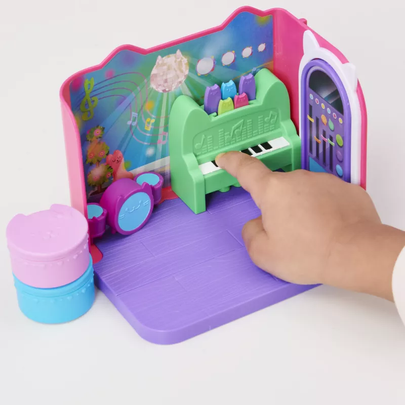Casa de muñecas de Gabby, sala de música Groovy con figura de Daniel James Catnip, 2 accesorios, 2 muebles y 2 entregas, juguete para niños a partir de 3 años