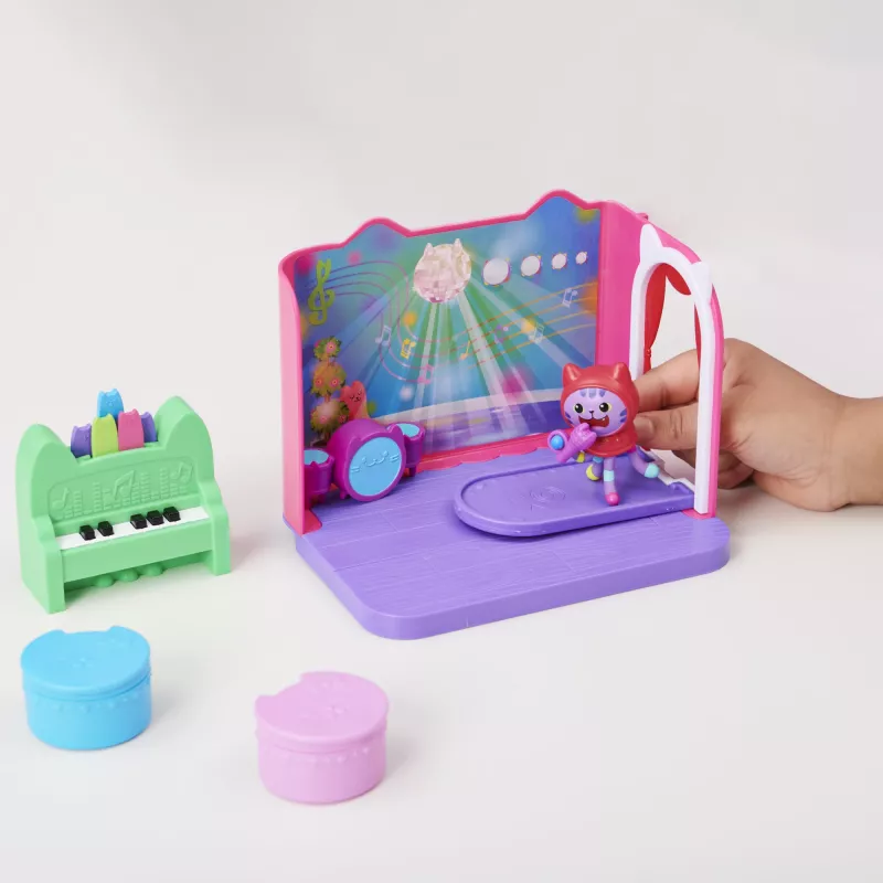 Casa de muñecas de Gabby, sala de música Groovy con figura de Daniel James Catnip, 2 accesorios, 2 muebles y 2 entregas, juguete para niños a partir de 3 años