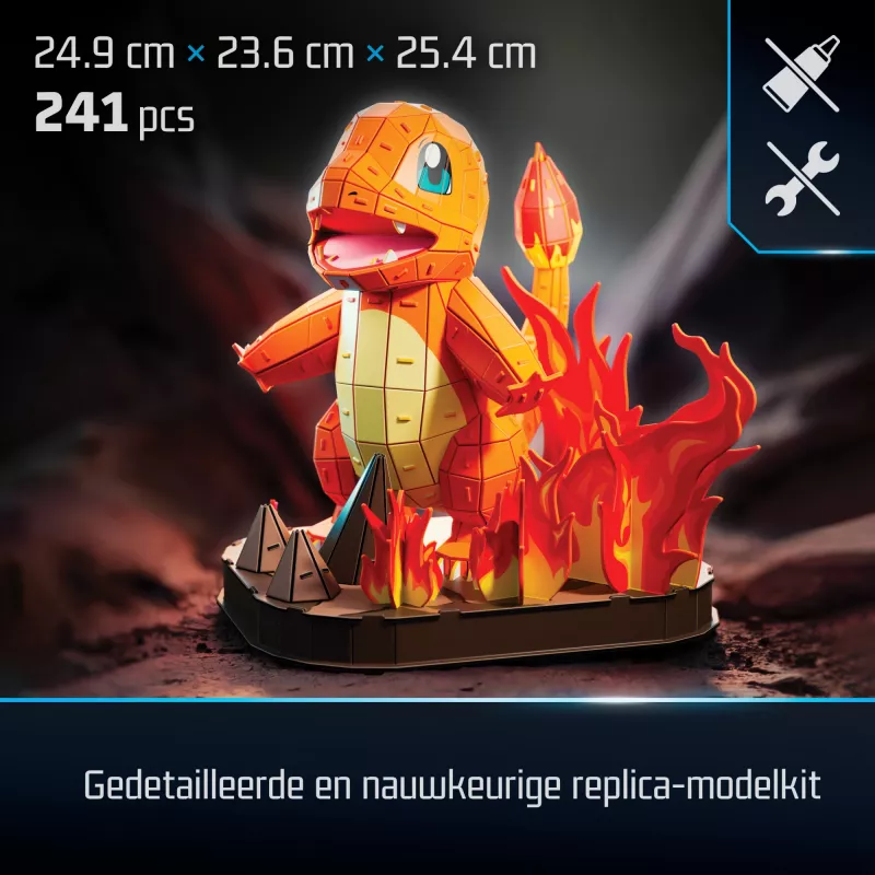4D Build, kit de construcción de modelo 3D de Pokémon Charmander, figura Pokémon, colección Kanto First Partner, decoración de escritorio, 241 piezas, a partir de 12 años