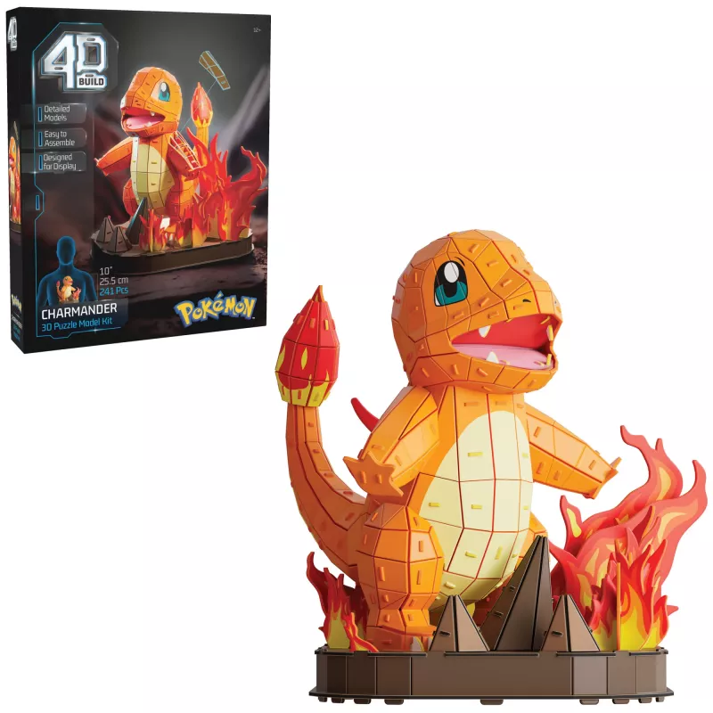 4D Build, kit de construcción de modelo 3D de Pokémon Charmander, figura Pokémon, colección Kanto First Partner, decoración de escritorio, 241 piezas, a partir de 12 años