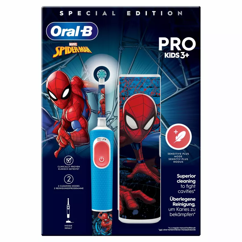 Oral-B Vitality Pro Kids Spiderman cepillo de dientes eléctrico infantil azul, rojo