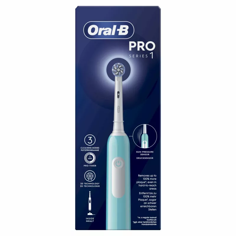 Oral-B Pro 1 Sensitive Clean cepillo de dientes eléctrico para adultos, rotación-oscilación, azul