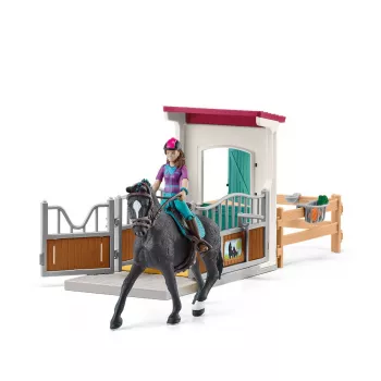 Set de box para caballos de juguete Schleich HORSE CLUB con figura de Lisa y caballo Storm, set de juego de granja, edad recomendada 5–12