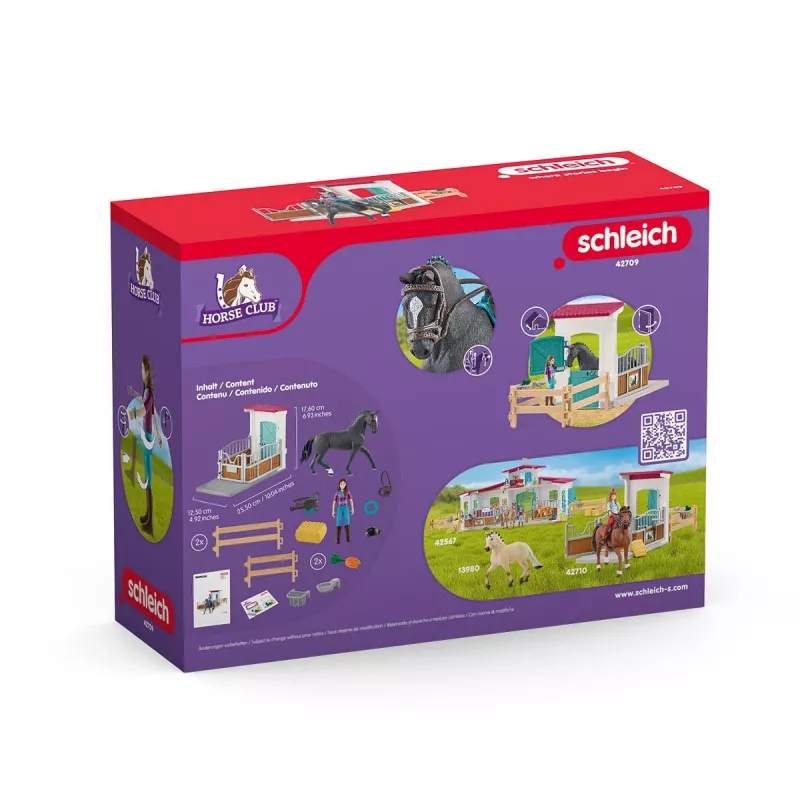 Set de box para caballos de juguete Schleich HORSE CLUB con figura de Lisa y caballo Storm, set de juego de granja, edad recomendada 5–12