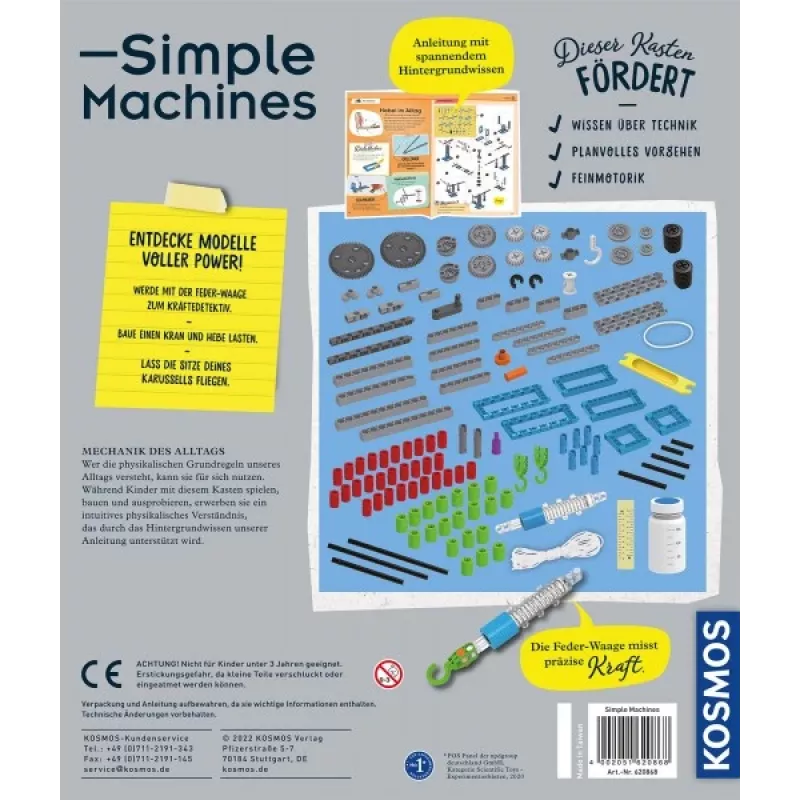 Kosmos Simple Machines, kit de experimentos, física, 8 año(s), multicolor