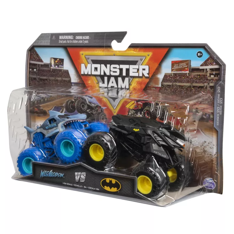 Monster Jam, camiones monstruo de fundición oficiales Batman vs. Megalodon, escala 1:64, juguete para niños a partir de 3 años