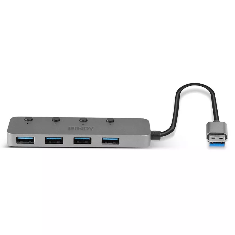 Lindy Hub USB 3.0 de 4 puertos con interruptores de encendido/apagado