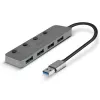 Lindy Hub USB 3.0 de 4 puertos con interruptores de encendido/apagado