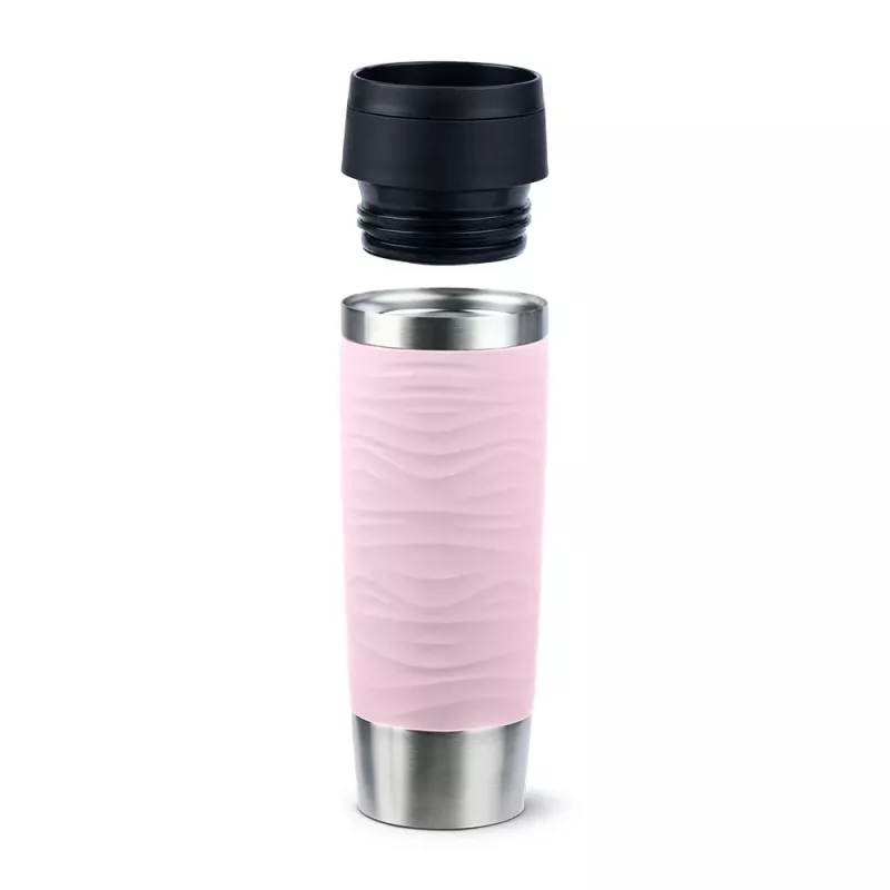 Vaso de viaje EMSA Travel Mug Waves Grande 500 ml Rosa, Acero inoxidable