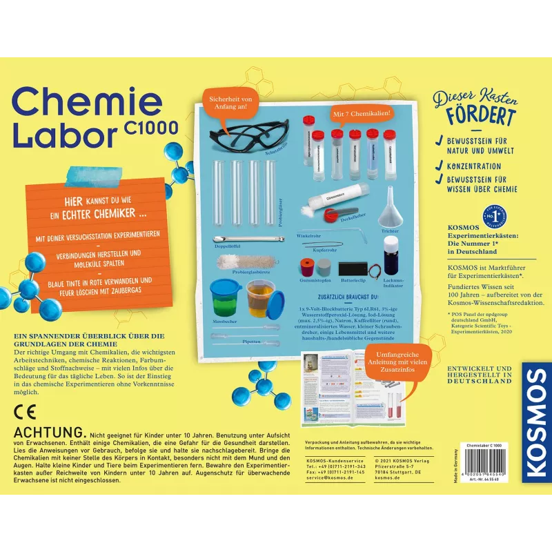 Kosmos Chemielabor C1000, Kit de experimentos, Química, 10 año(s)