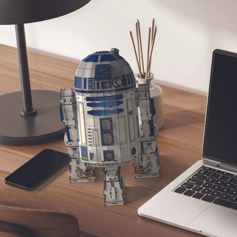 4D Build, Star Wars R2-D2 Maqueta de cartón 201 piezas | Decoración de escritorio de juguete Star Wars | Juguete de construcción | Maquetas 3D para adultos y jóvenes a partir de 12 años