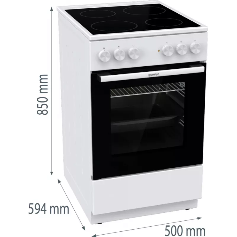 Gorenje GEC5A21WG Cocina independiente eléctrica con placa vitrocerámica blanca