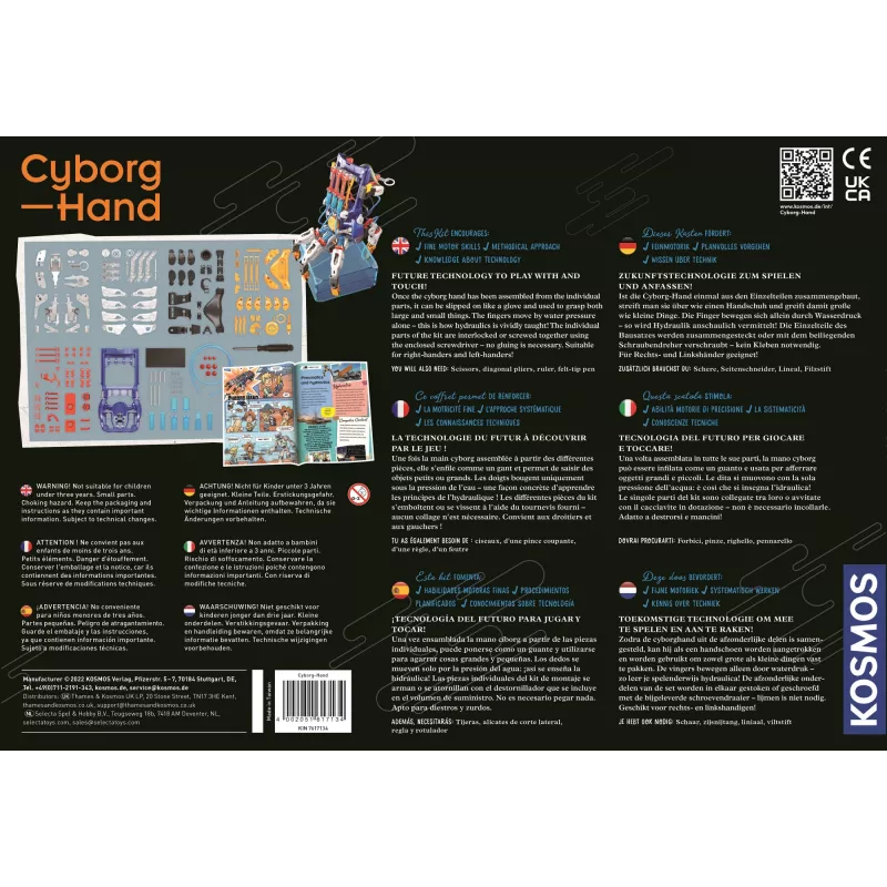 Kosmos Cyborg-Hand, kit de ingeniería, tecnología, 10 años, negro