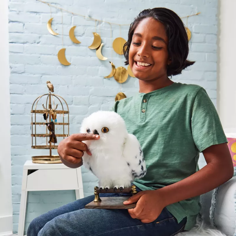 Wizarding World Harry Potter, Hedwig encantadora búho interactivo con más de 15 sonidos y movimientos y sobre de Hogwarts, juguete para niños a partir de 5 años