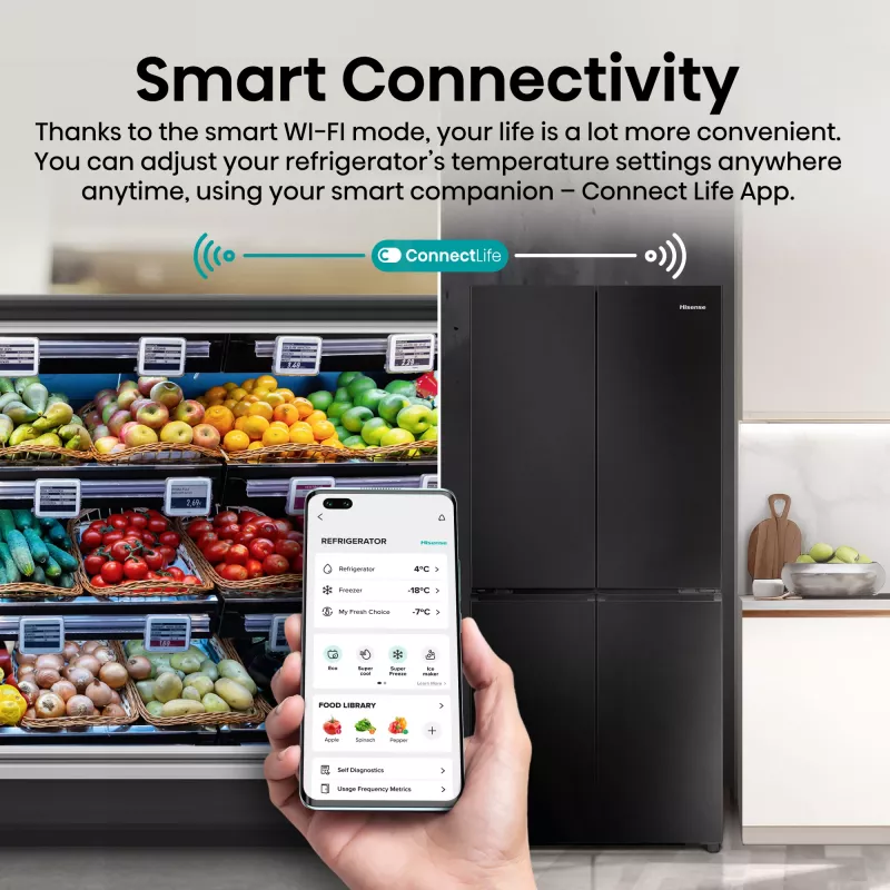 Hisense RQ5P470SAFD independiente 483 L negro, acero inoxidable