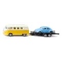Set de modelos de coche Siku VW T1 con remolque y VW Beetle, premontado 1:50, tamaño 42×200×51 mm