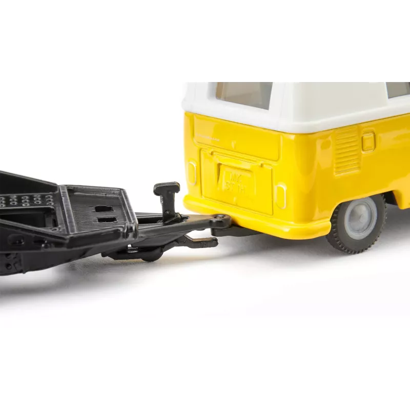 Set de modelos de coche Siku VW T1 con remolque y VW Beetle, premontado 1:50, tamaño 42×200×51 mm