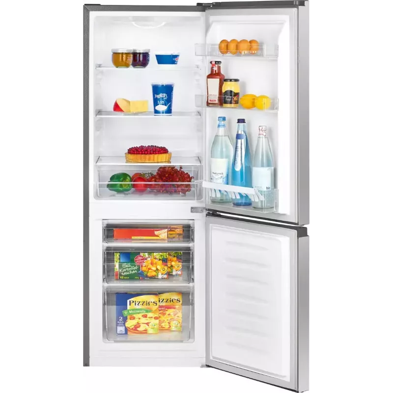 Frigorífico independiente BOMANN KG 322.1, 175 L de volumen total, acero inoxidable, compartimento frigorífico 122 L + congelador 53 L, clase D, 39 dB