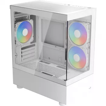 Caja de PC torre AEROCOOL Viewport Mini-G-WT-v4 ARGB con dos paneles de cristal templado, blanca