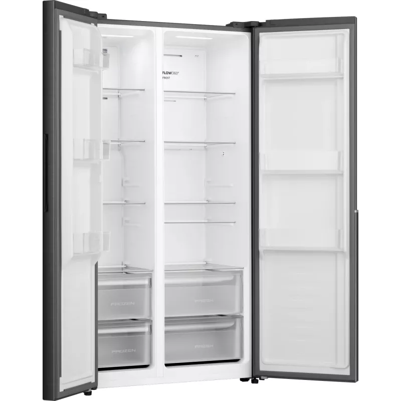 Gorenje HZF55082 NRS917E41BX G400, independiente, American Door, negro, 2 puertas, táctil, LED