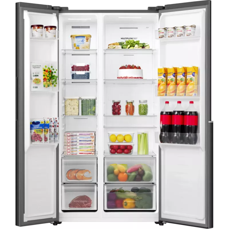 Gorenje HZF55082 NRS917E41BX G400, independiente, American Door, negro, 2 puertas, táctil, LED