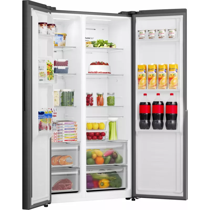 Gorenje HZF55082 NRS917E41BX G400, independiente, American Door, negro, 2 puertas, táctil, LED