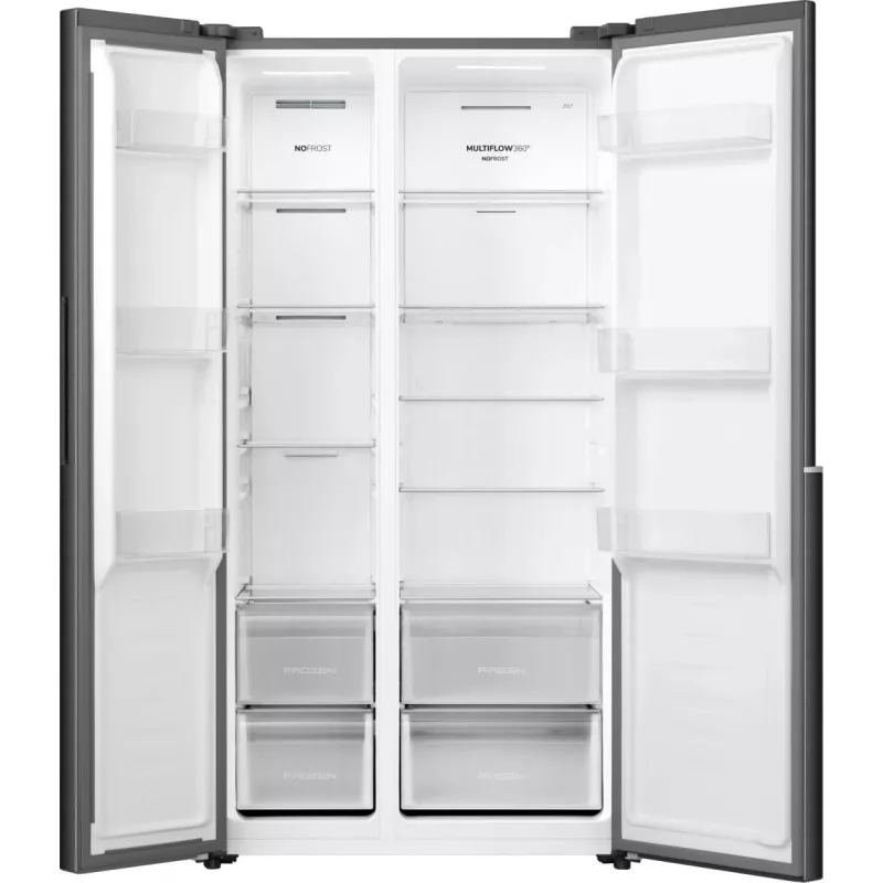 Gorenje HZF55082 NRS917E41BX G400, independiente, American Door, negro, 2 puertas, táctil, LED