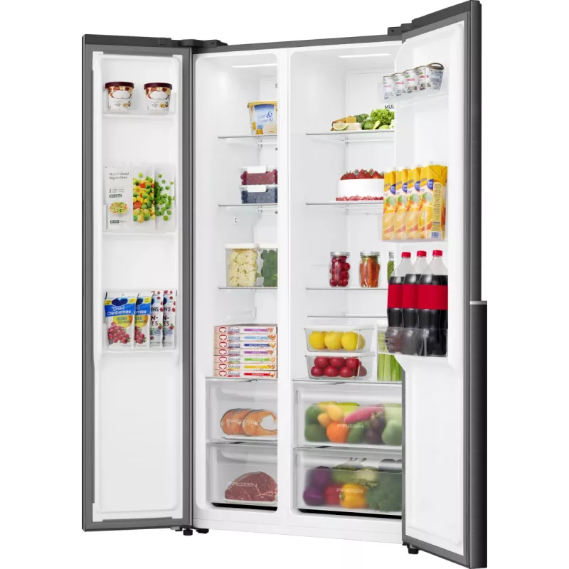 Gorenje HZF55082 NRS917E41BX G400, independiente, American Door, negro, 2 puertas, táctil, LED