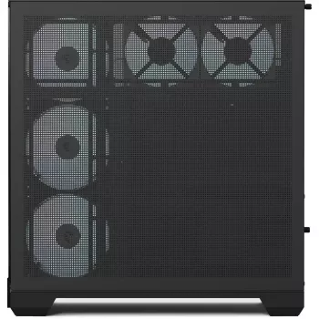 Caja torre APNX V2-F-BK-v1 con tres paneles de cristal templado, negra