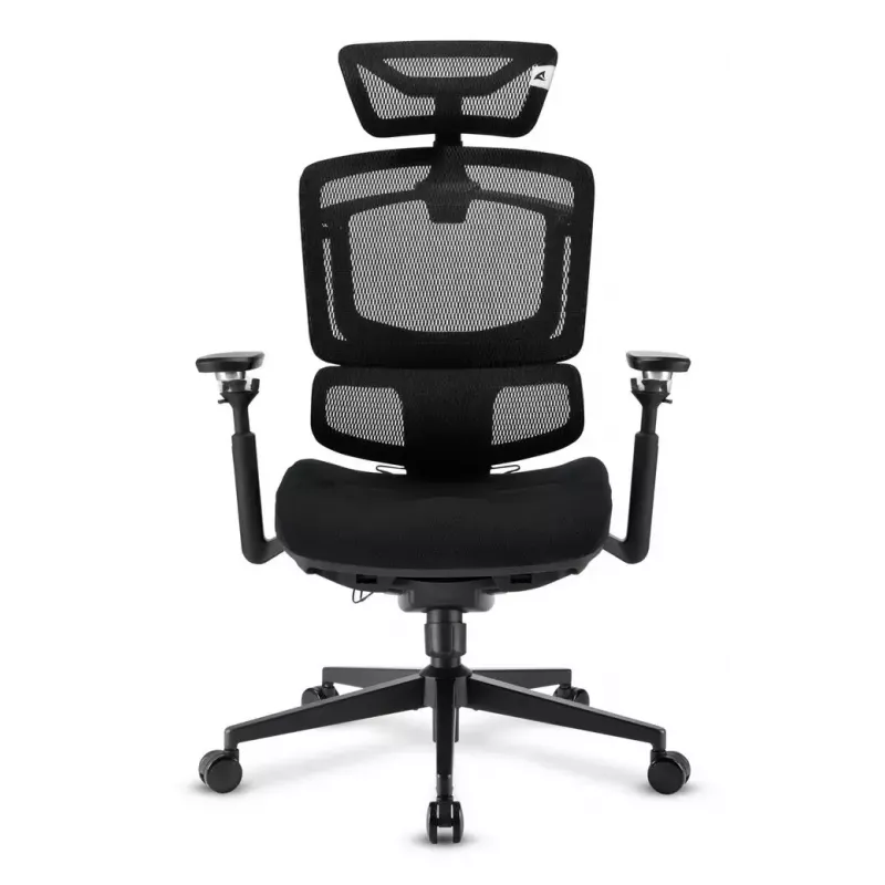 Silla de oficina Sharkoon OfficePal C50 — asiento acolchado, respaldo de malla, respaldo 49×62 cm, anchura de asiento 50 cm, negra