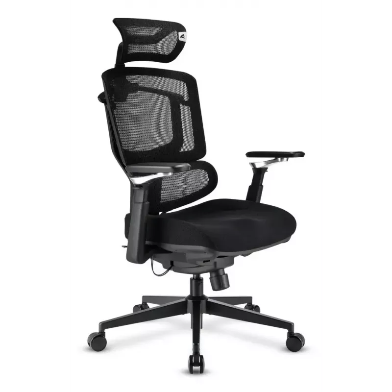 Silla de oficina Sharkoon OfficePal C50 — asiento acolchado, respaldo de malla, respaldo 49×62 cm, anchura de asiento 50 cm, negra