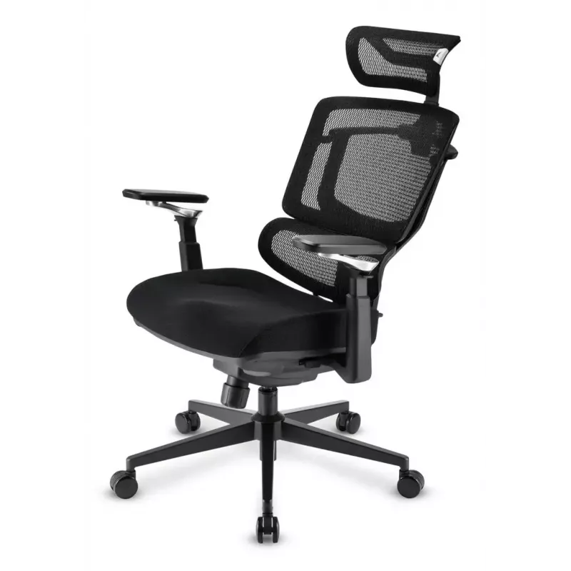 Silla de oficina Sharkoon OfficePal C50 — asiento acolchado, respaldo de malla, respaldo 49×62 cm, anchura de asiento 50 cm, negra
