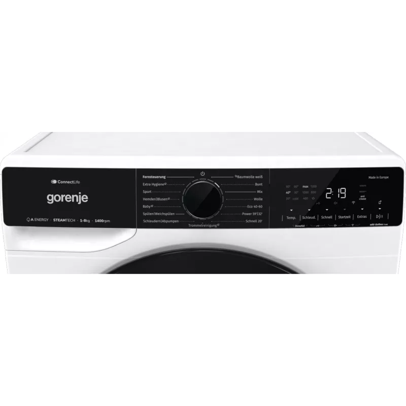Lavadora de carga frontal Gorenje WPNA84A2TS 8 kg 1400 rpm negra, blanca