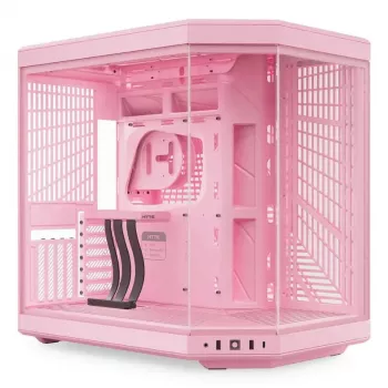 HYTE Y70 Milk carcasa de PC midi torre, rosa — compatible con ventiladores de 120/140 mm, unidades de 2,5