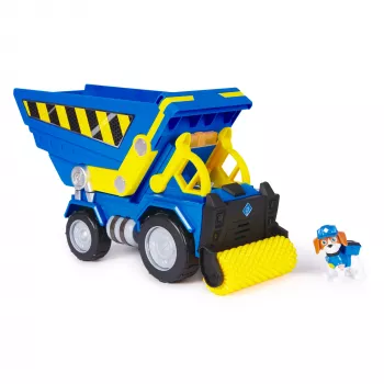 Rubble & Crew, Bark Yard Deluxe camión volquete de construcción con luces, sonidos y figura de acción Wheeler, juguete para niños y niñas a partir de 3 años