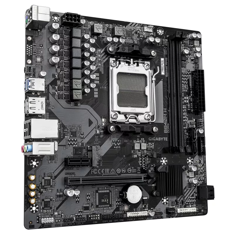 Placa base GIGABYTE B840M H - CPU AMD Ryzen 9000, VRM de 5+2+2 fases, hasta 7200 MHz DDR5 (OC), 1xPCIe 4.0 M.2, 1GbE LAN, USB 3.2 Gen 1