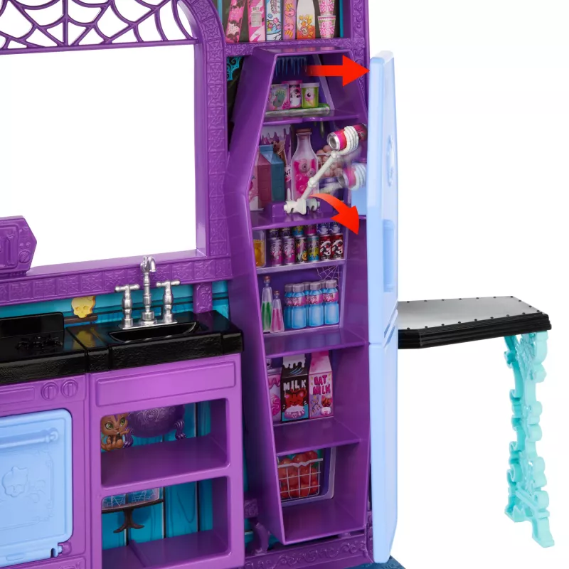 Casa de muñecas Monster High Boo-tique Hotel con sorpresas espeluznantes en cada habitación y más de 13 accesorios