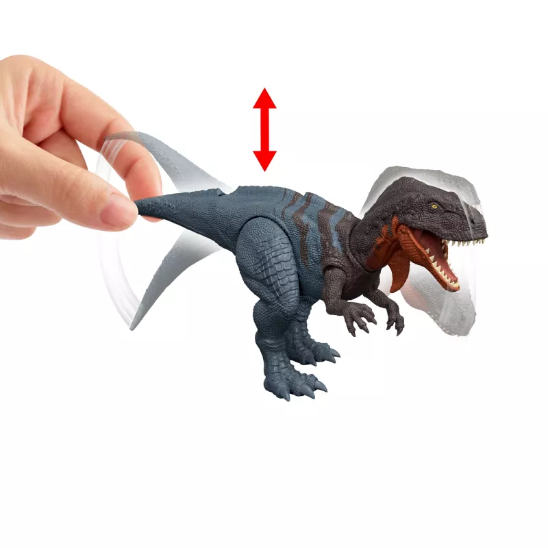 Juguete de dinosaurio Jurassic World Rebirth Wild Roar Abelisaurus, ataque de mordisco controlado por la cola y sonido