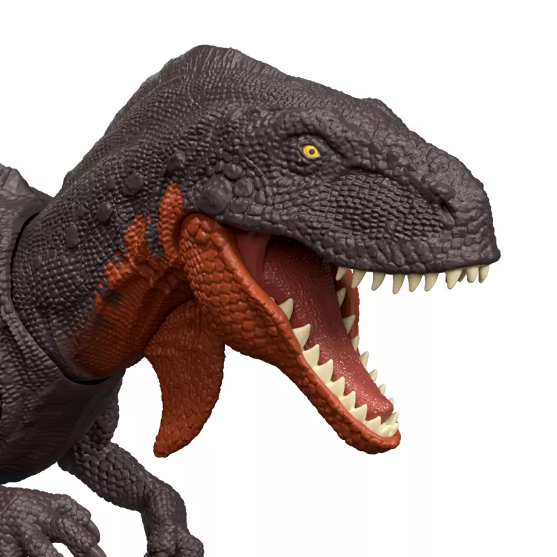 Juguete de dinosaurio Jurassic World Rebirth Wild Roar Abelisaurus, ataque de mordisco controlado por la cola y sonido